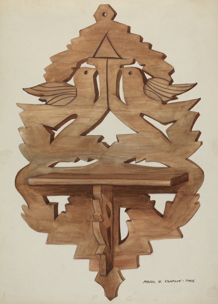 Hængende væghylde, ca. 1937. af Majel G. Claflin