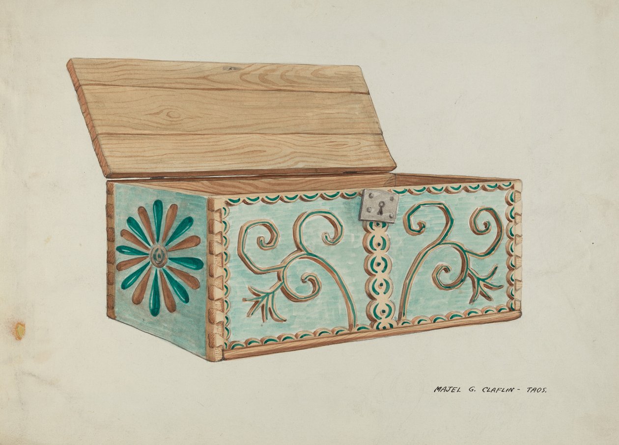 stor kiste, ca. 1937. af Majel G. Claflin