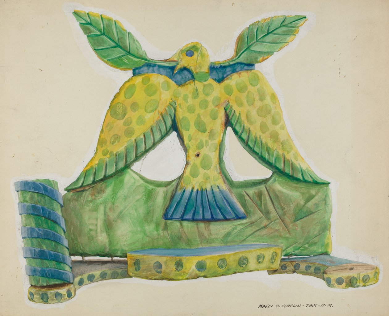 Malet trælampe, ca. 1939. af Majel G. Claflin