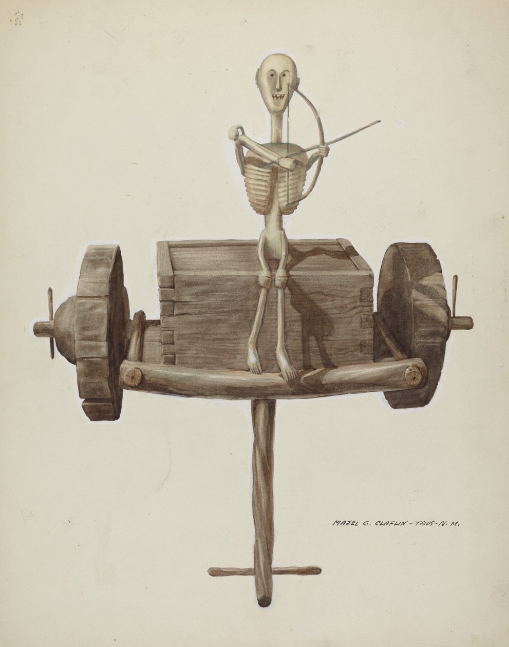 Penetente Death Cart & Death Figure, ca. 1937. af Majel G. Claflin