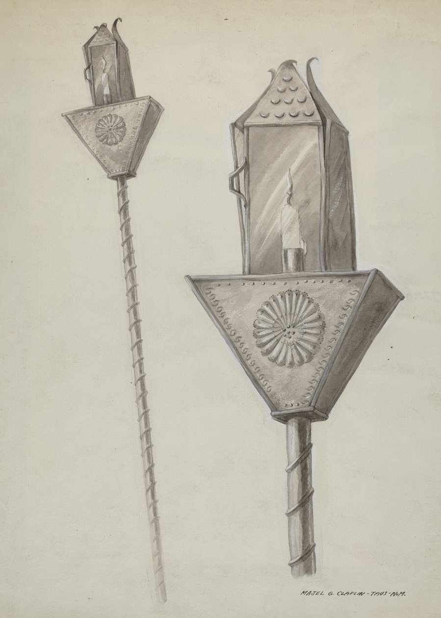 Penitente processionslanterne, ca. 1937. af Majel G. Claflin