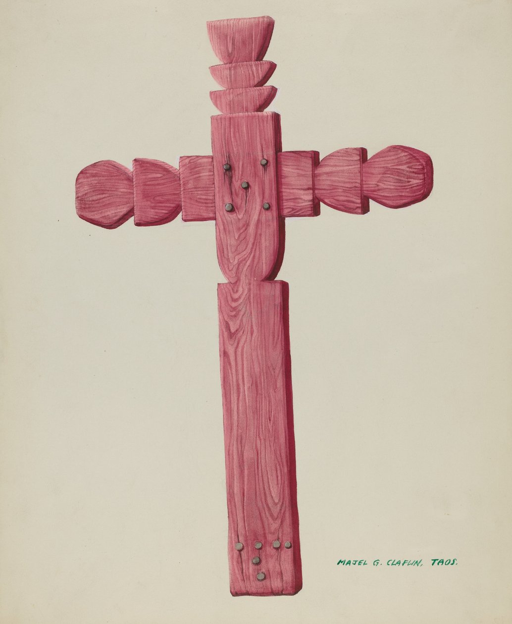 Røde trækors brugt som gravsten, ca. 1937. af Majel G. Claflin