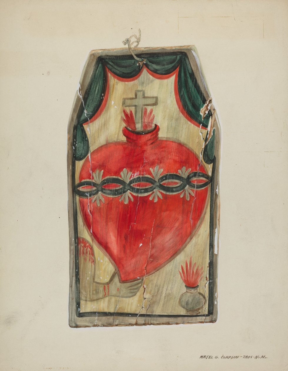 Retablo Sacred Heart, ca. 1939. af Majel G. Claflin