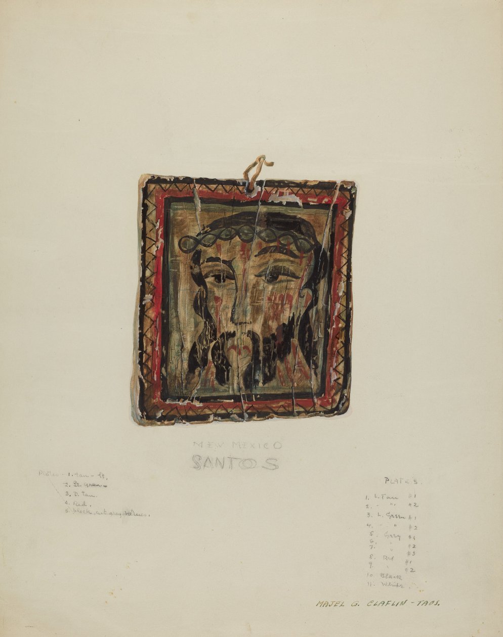 Lille Christo Head - Retablo, ca. 1940. af Majel G. Claflin