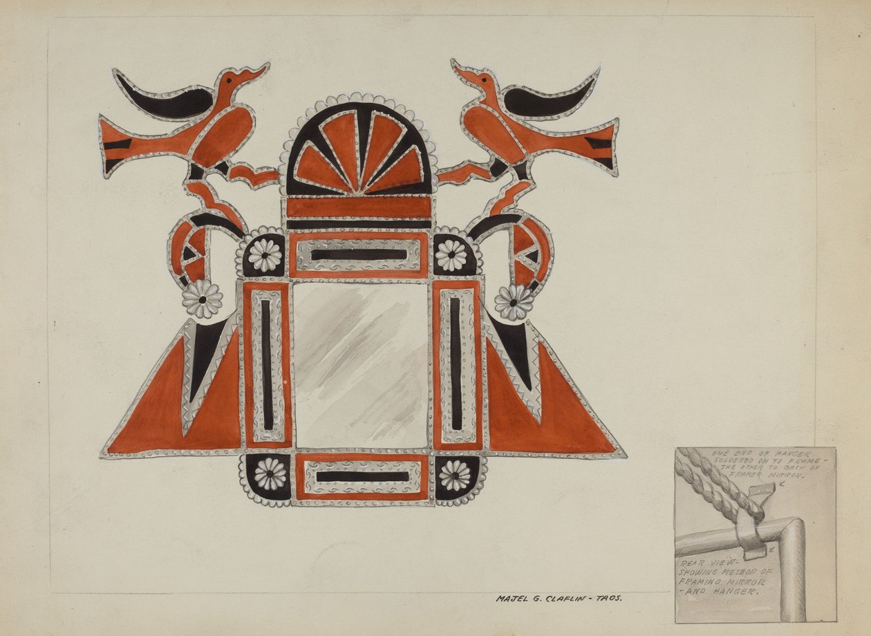 Spejlramme af blik, ca. 1937. af Majel G. Claflin