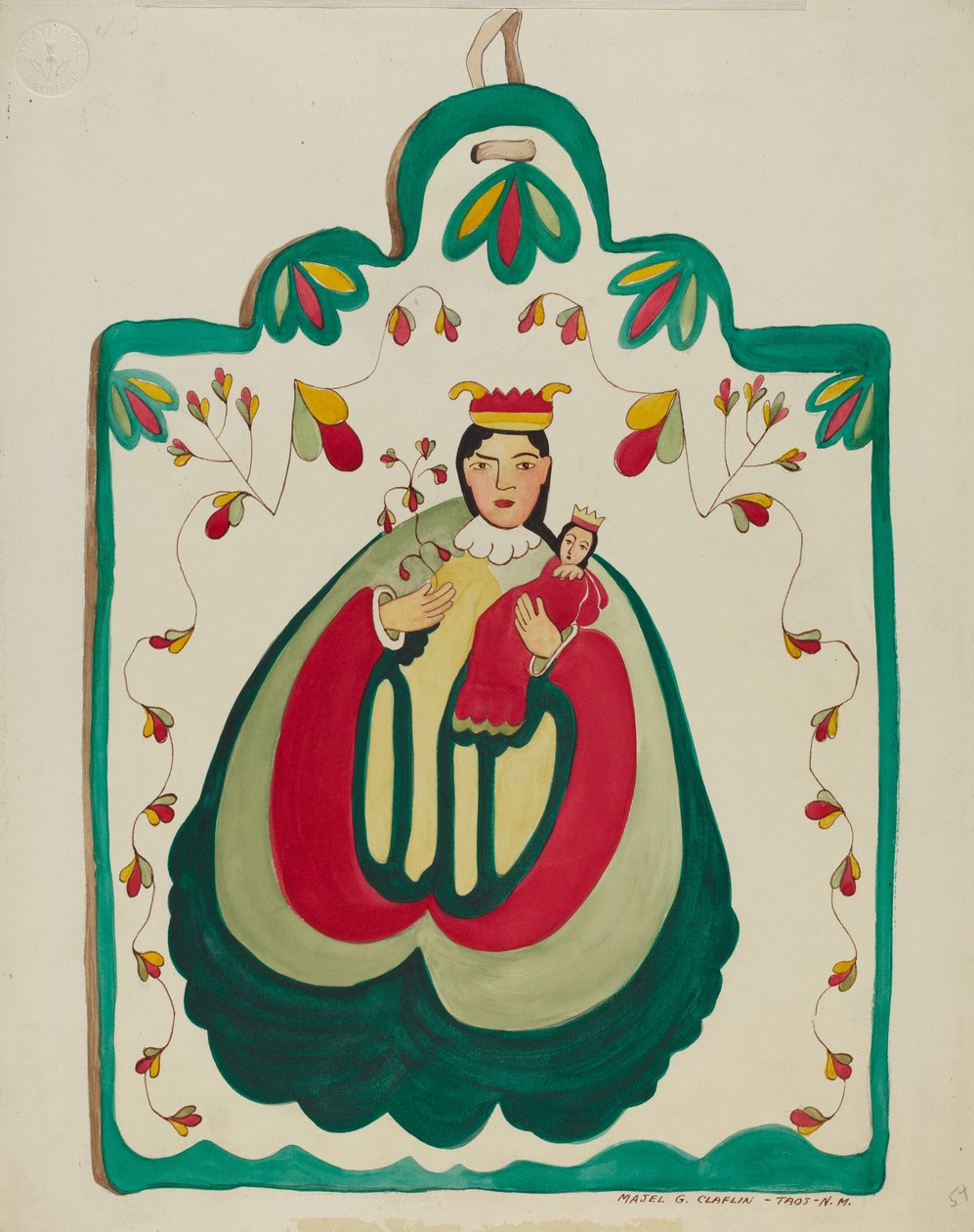 Træaltertavle, St. Anthony, ca. 1937. af Majel G. Claflin