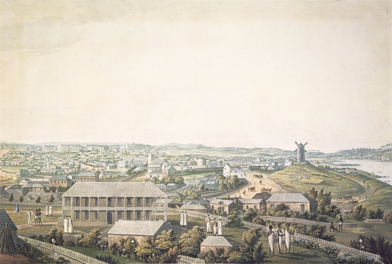 Byen Sydney i New South Wales, central del af en panoramaudsigt, ca. 1821 (akvatinte) af Major James Taylor