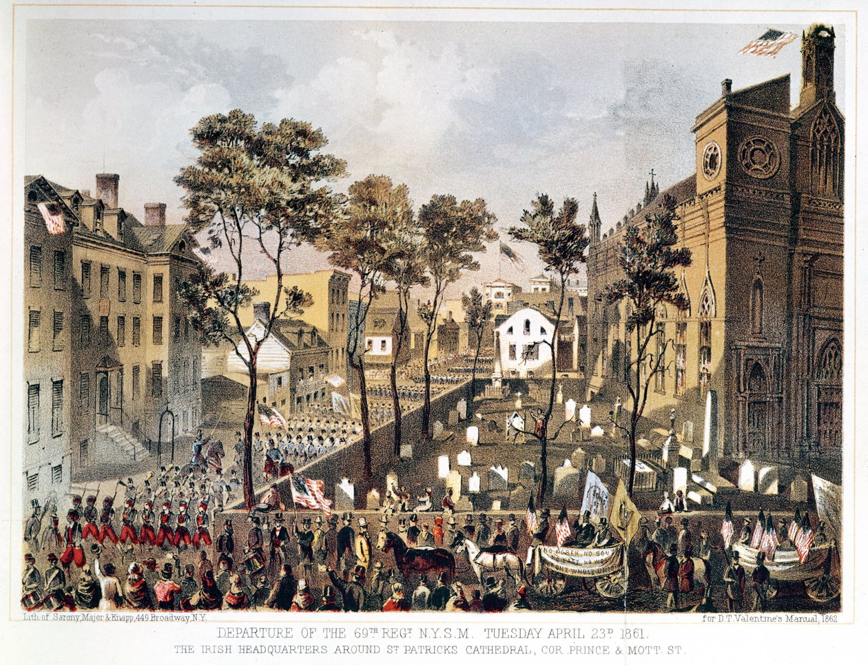 Afgang af det 69. regiment, N.Y.S.M., 23. april 1861, det irske hovedkvarter omkring St. Patrick