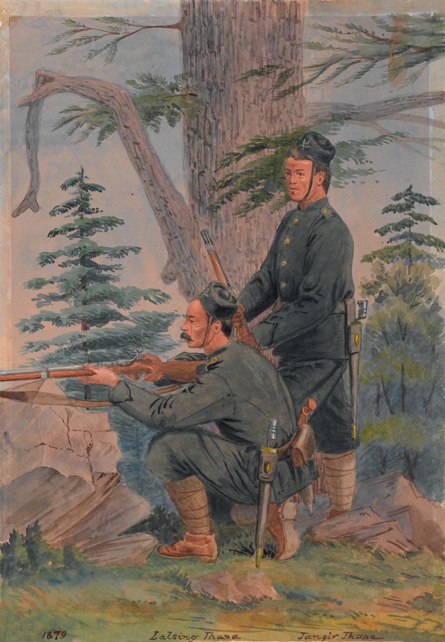 Lalsing Thapa og Jangir Thapa fra 5. Gorkha Regiment, Pewar Kotal, Afghanistan af Major General R.G. Woodthorpe