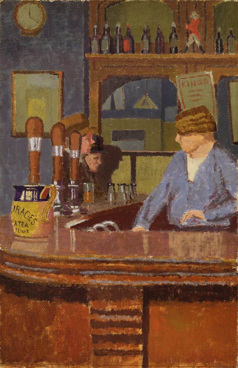 The Princess of Wales Pub, Trafalgar Square: Mrs Francis bag baren, ca. 1931 af Malcolm Drummond