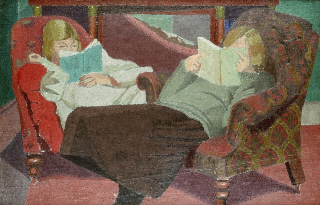To piger læser af Malcolm Drummond