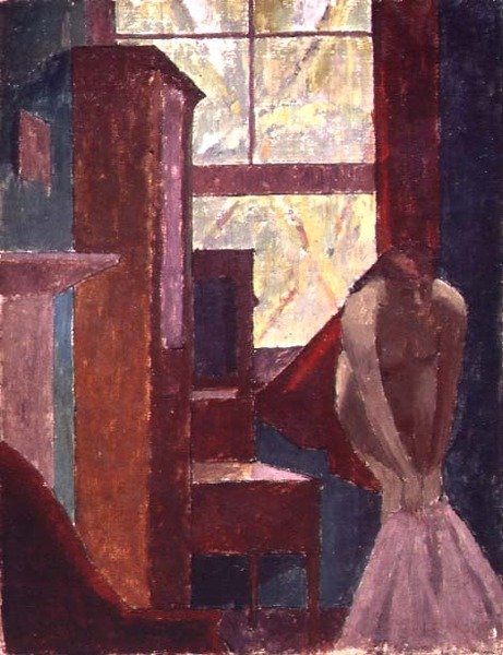 Pigedressing (olie på lærred) af Malcolm Drummond