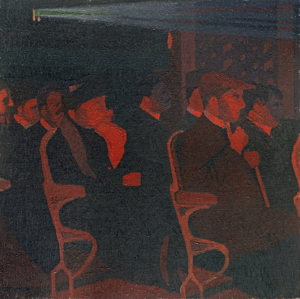 I biografen, ca. 1915 (olie på lærred) af Malcolm Drummond