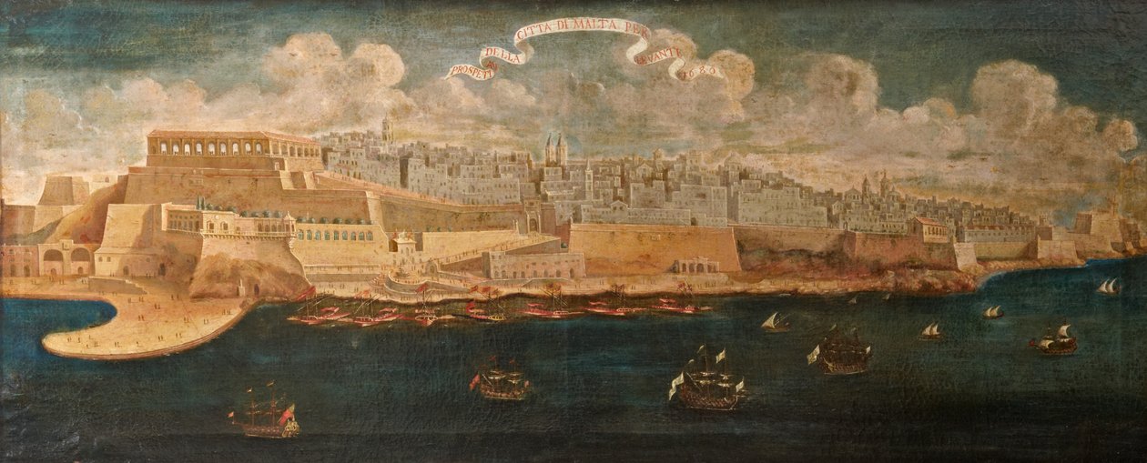 Udsigt til byen Malta fra øst, 1680 af Maltese School