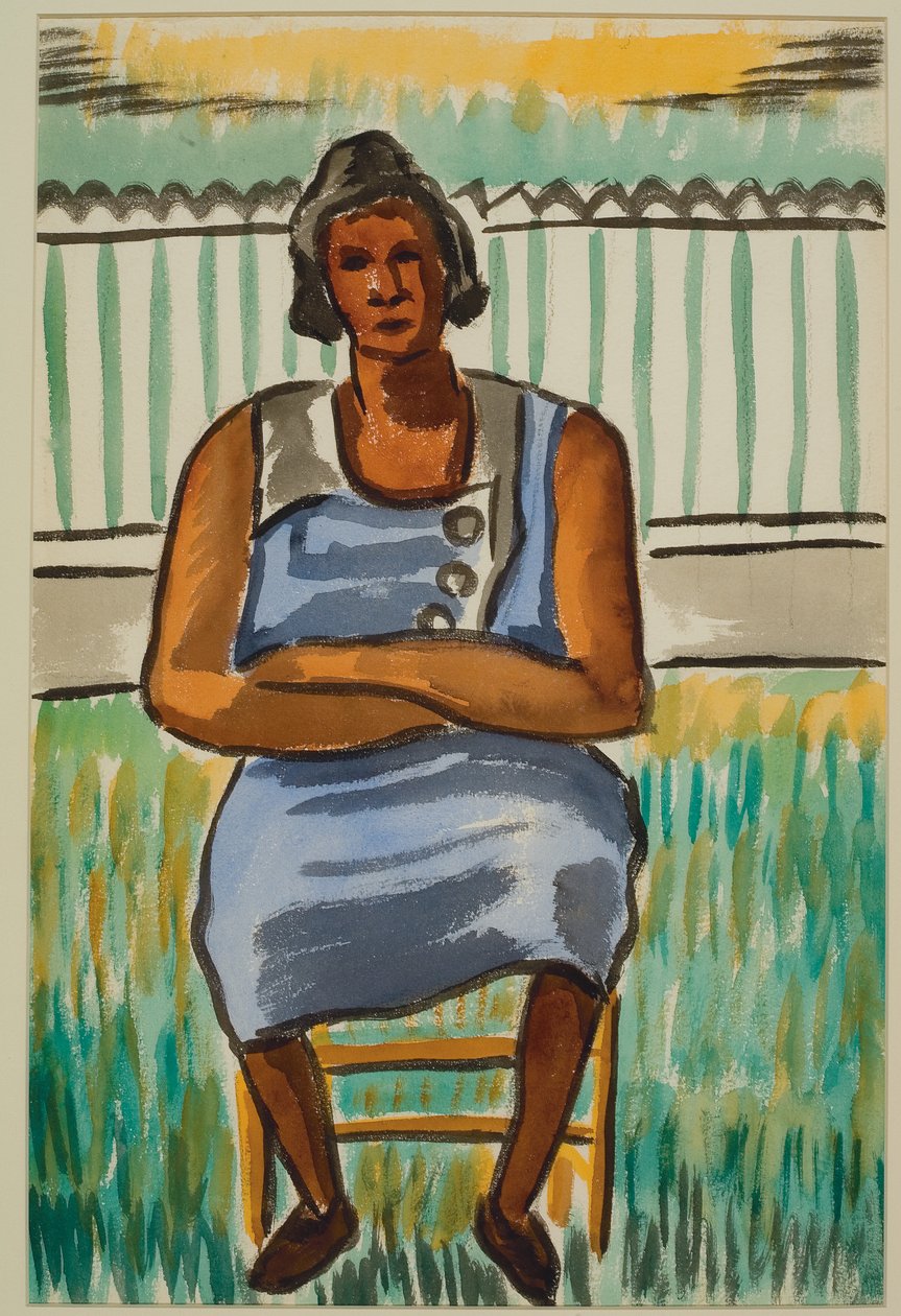 Siddende figur, ca. 1934 (akvarel på papir) af Malvin Gray Johnson