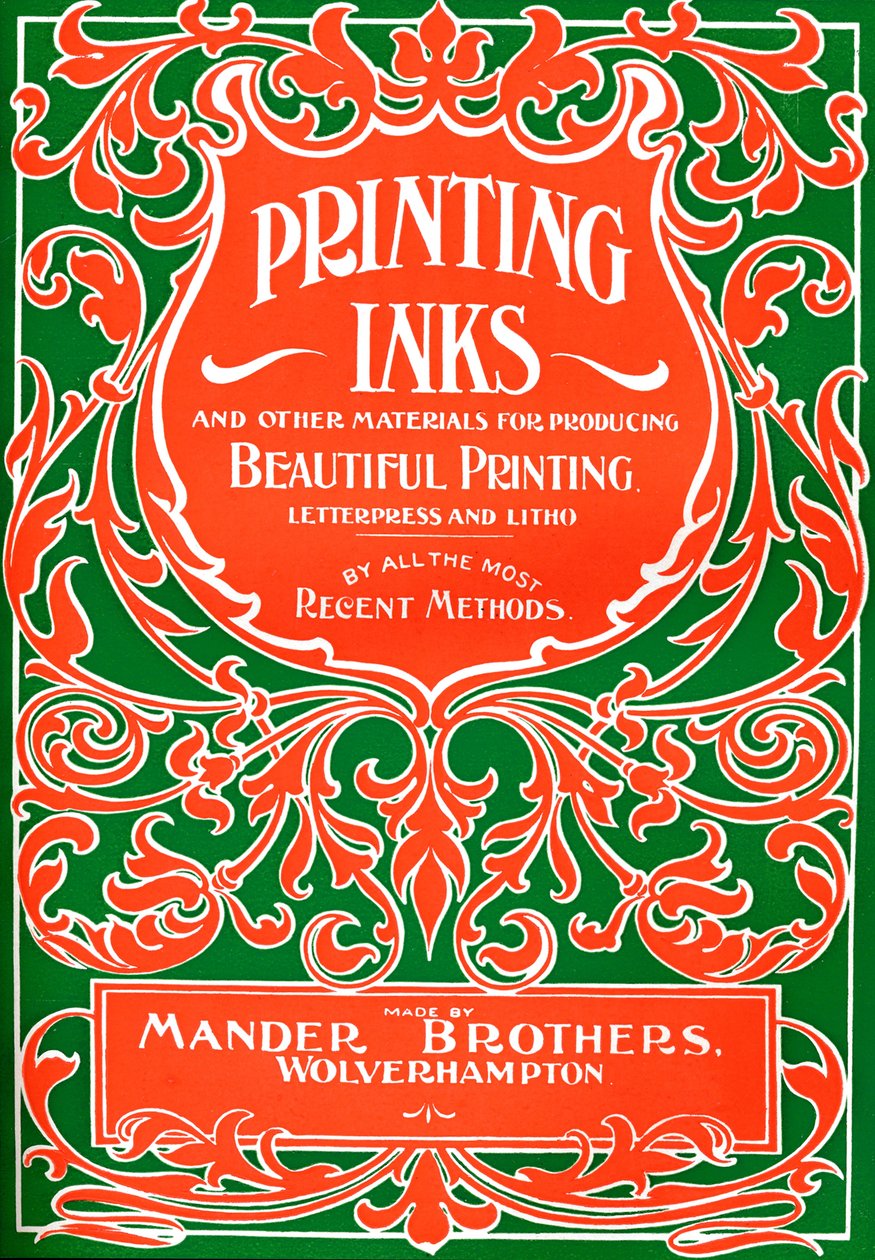 Trykfarver og andre materialer til fremstilling af smukt tryk - annonce, 1916 af Mander Brothers