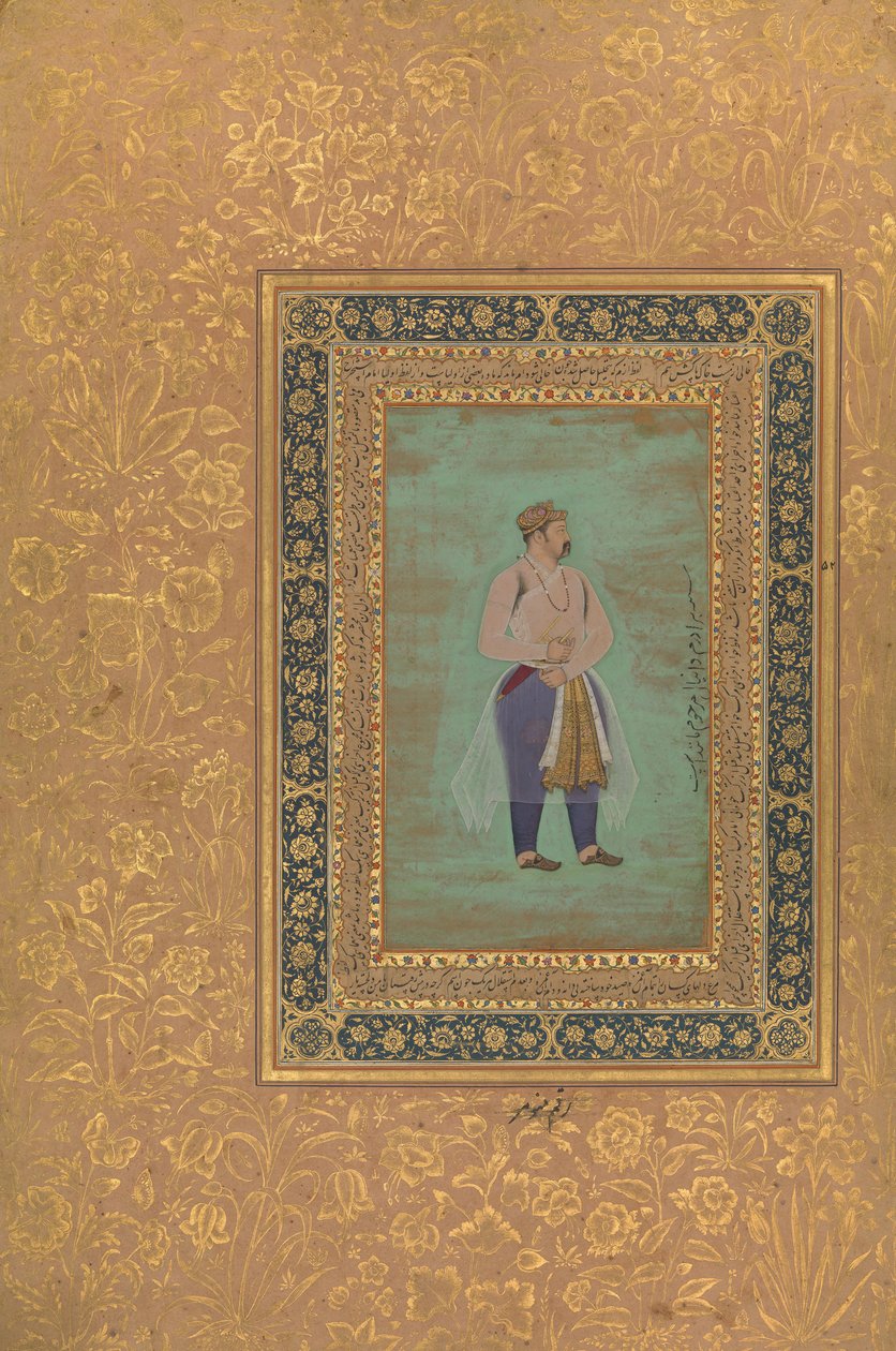 recto: Portræt af Prince Danyal, Folio fra Shah Jahan Album, recto: slutningen af det 16. århundrede. af Manohar