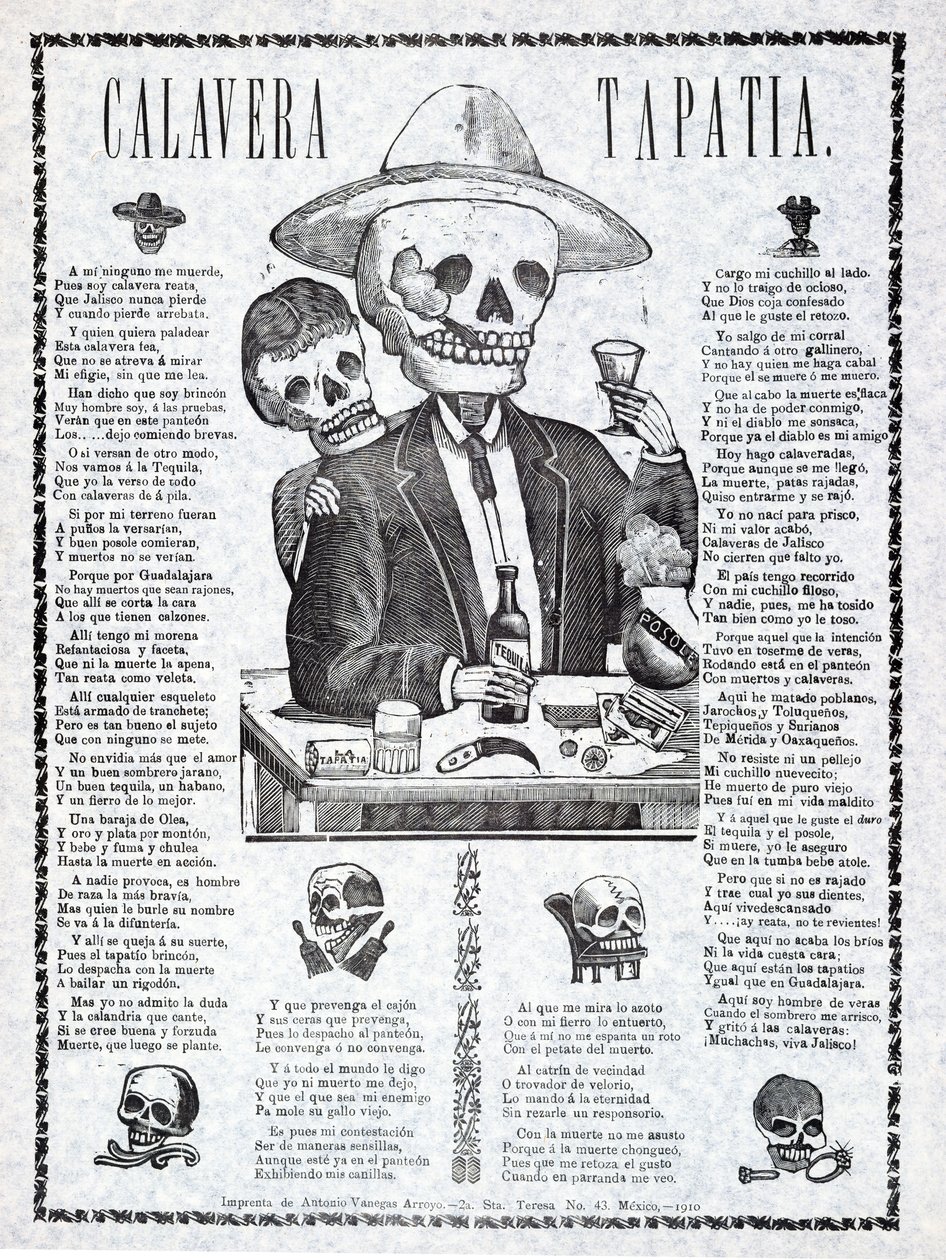 Calavera Tapatia, udgivet 1910 af Manuel Manilla