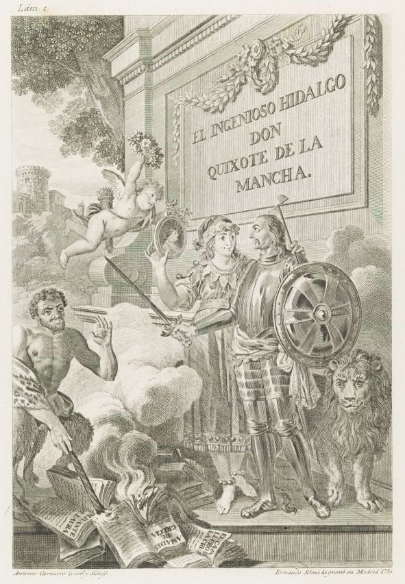 Portræt af Miguel de Cervantes Saavedra -forsiden af ​​serien El Ingenioso Hidalgo Don Quixote de la Mancha af Manuel Salvador Carmona