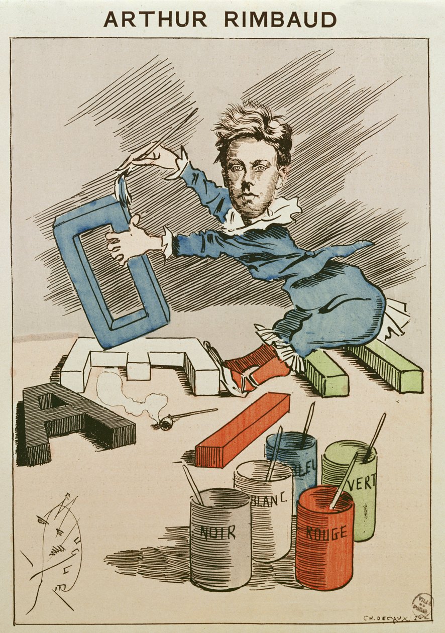 Karikatur af Arthur Rimbaud (1854-91) fra 
