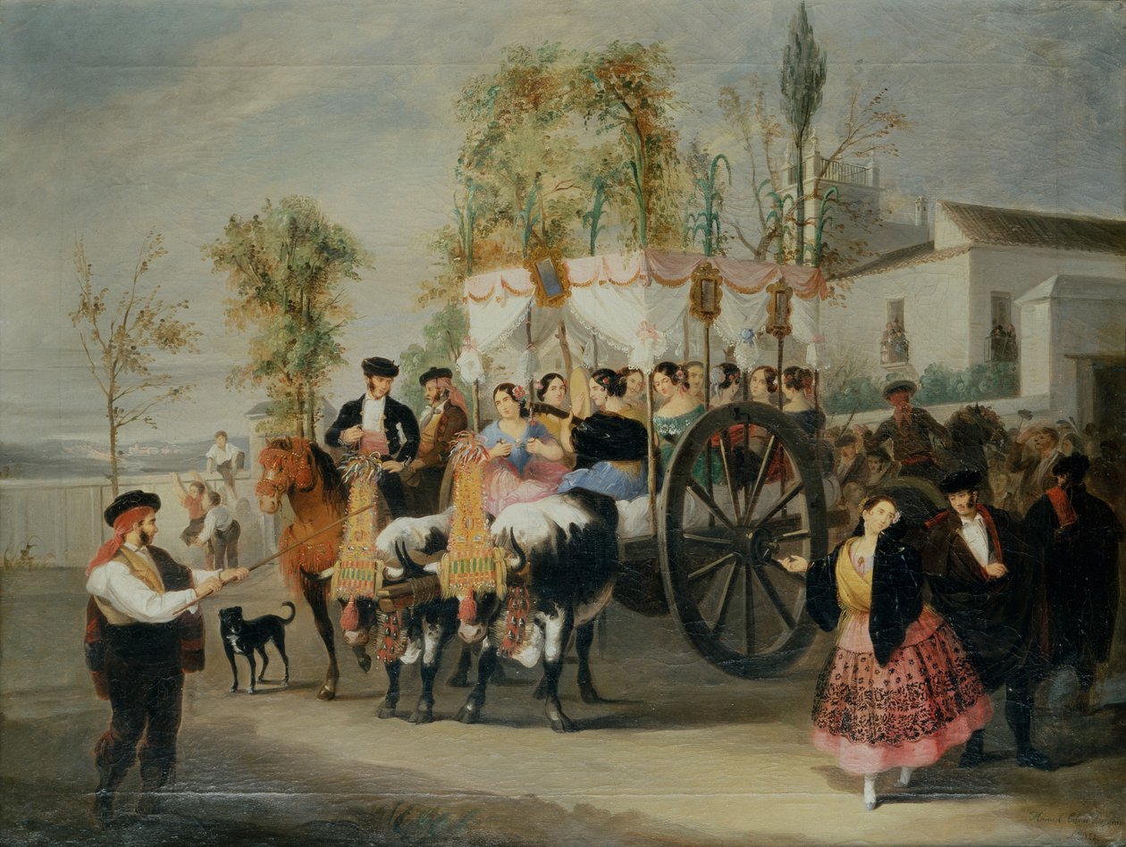 En procession (olie på lærred) af Manuel Cabral y Aguado Bejarano