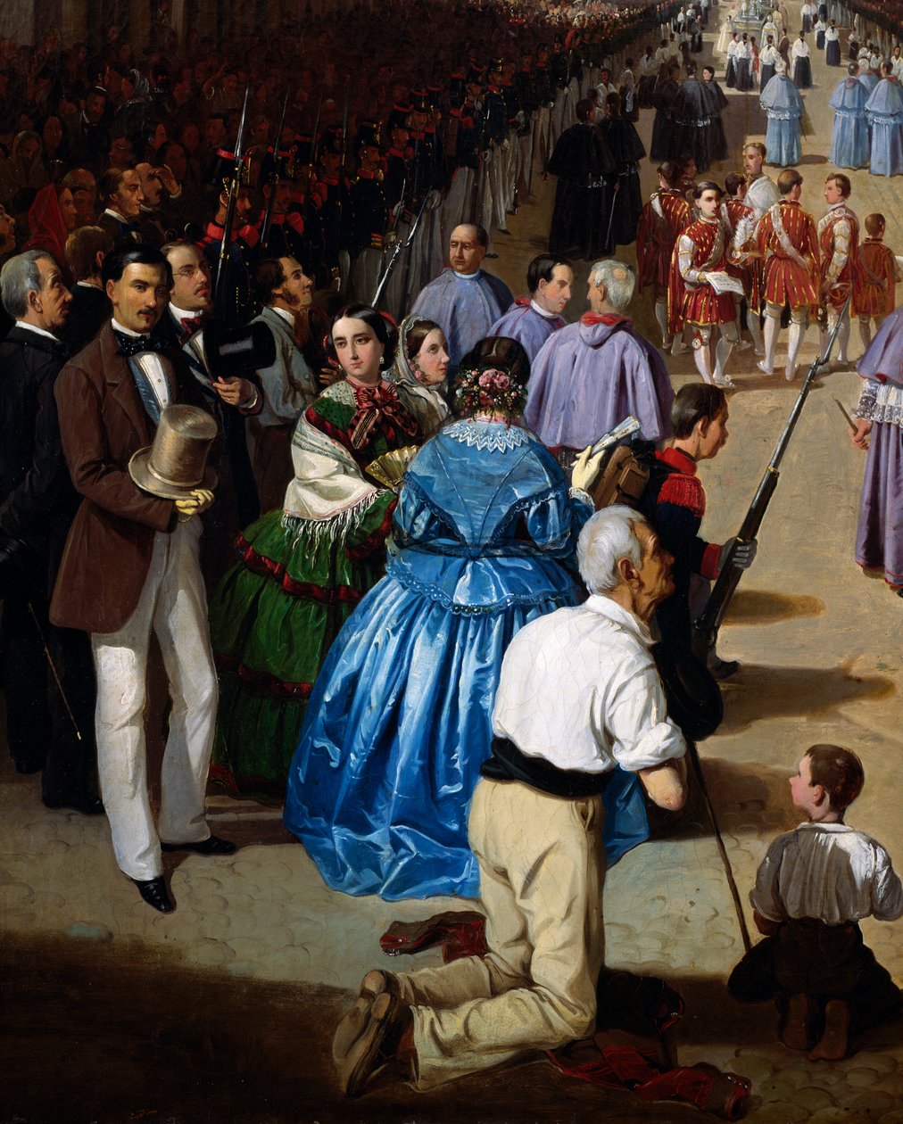 Procession af Corpus Christi i Sevilla i 1857, maleri af Manuel Cabral Aguado Bejarano (1828-1891), detalje, Spanien af Manuel Cabral y Aguado Bejarano