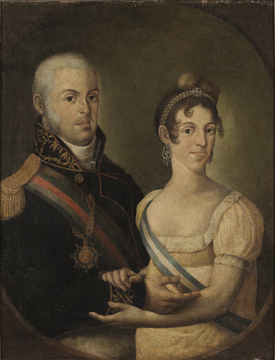 Portræt af John VI af Portugal og Charlotte Joaquina af Spanien af Manuel Dias de Oliveira
