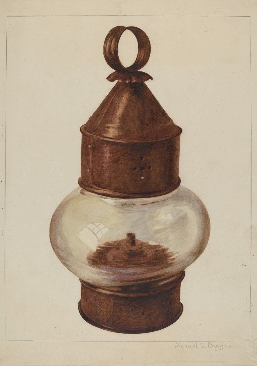 Gadehængende lampe, ca. 1938. af Manuel G. Runyan