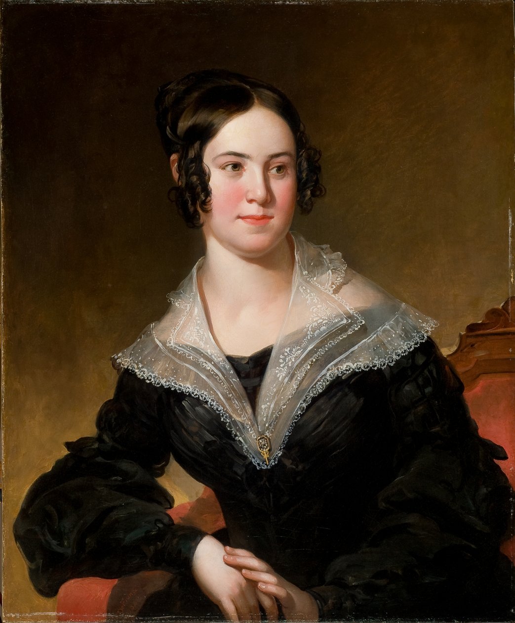 Portræt af en dame 1840 (olie på lærred) af Manuel Joachim de Franca