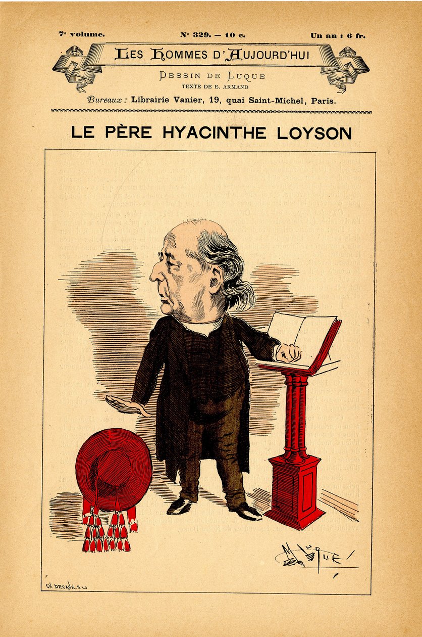 Forside til The Men of Today, nummer 329, illustration af Manuel Luque (1854-1919): Loyson Hyacinthe (far Hyacinthe) (1827-1912) af Manuel Luque