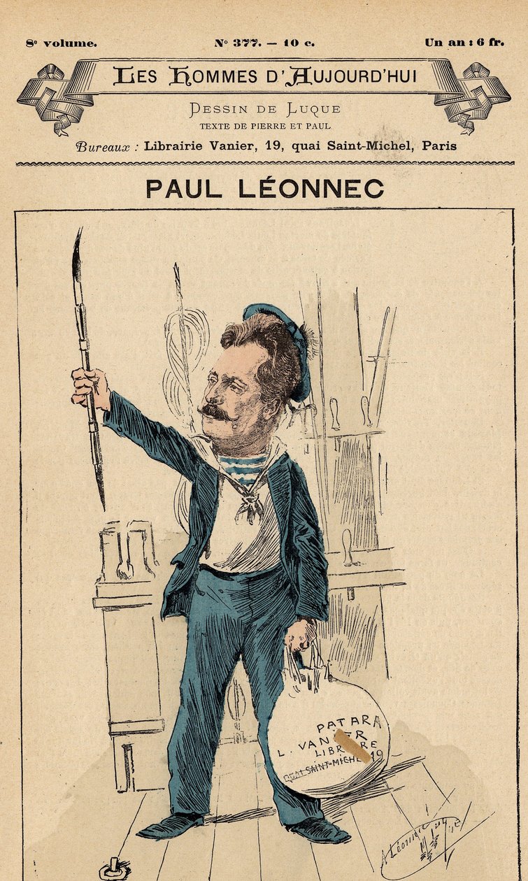 Forside til The Men of Today, nummer 377, illustration af Manuel Luque (1854-1919): Caricaturists - Leonnec Paul (1842-1899) af Manuel Luque