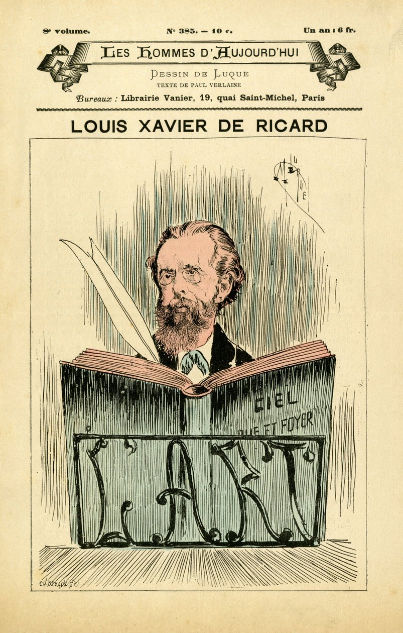Forside til The Men of Today, nummer 385, illustration af Manuel Luque (1854-1919): Louis-Xavier (Louis Xavier) af Ricard (1843-1911) af Manuel Luque