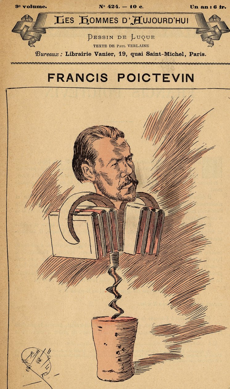 Forside til The Men of Today, nummer 424, illustration af Manuel Luque (1854-1919): Poictevin Francis (1854-1904) af Manuel Luque