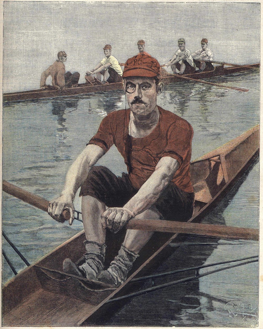 Roning Race, i Frankrig Illustration af Luque, fra den franske avis Le soleil du dimanche af Manuel Luque