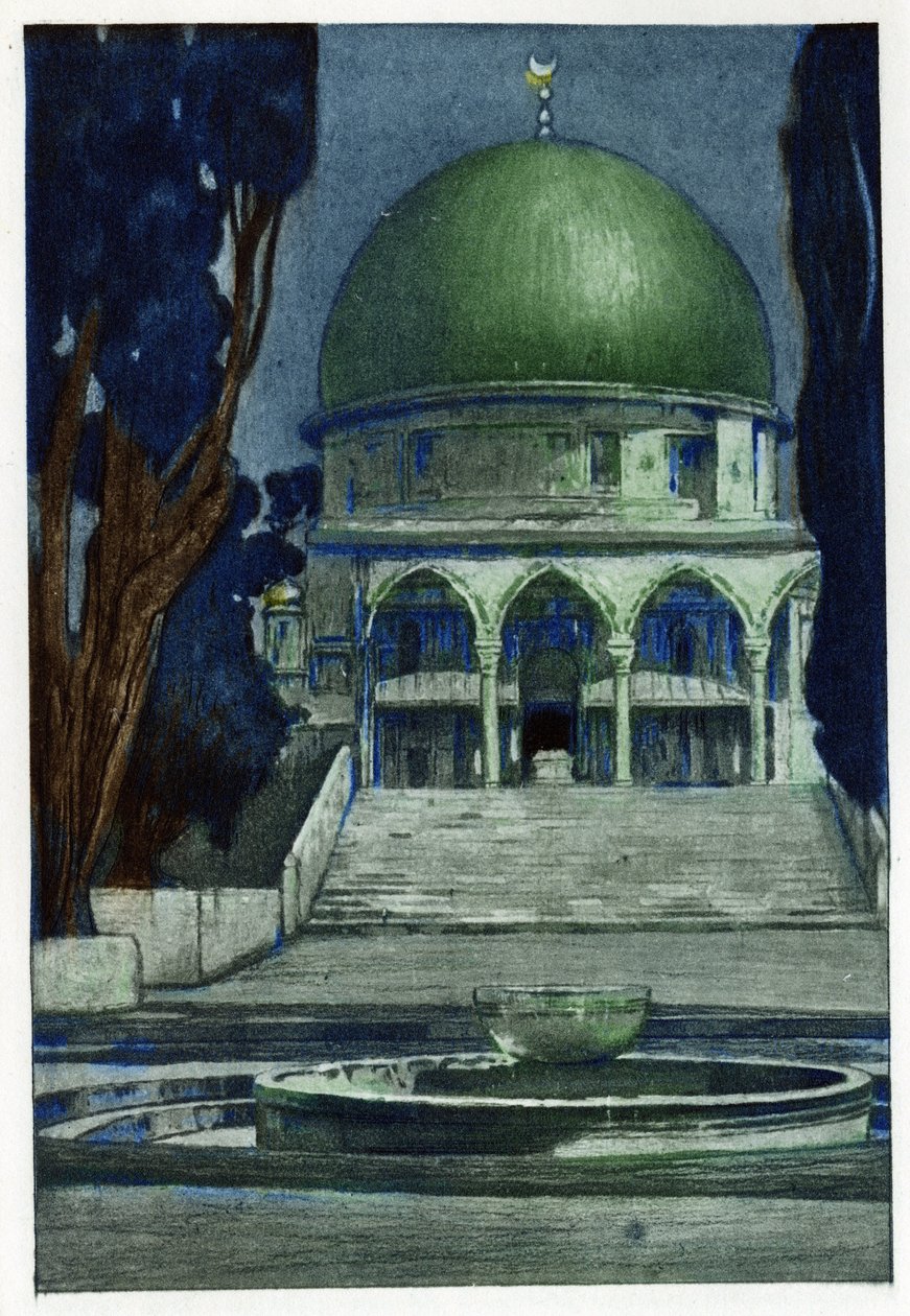 Al-Aqsa-moskeen i Jerusalem. Gravering af Manuel Orazzi (1860-1934), i "" The Prospect of Jerusalem", Paris af Manuel Orazi