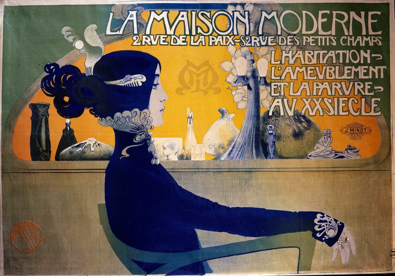 Art Nouveau: plakat "" Det moderne hus "" af Orazi. 20. århundrede. Dekorativ kunst, Paris. DR af Manuel Orazi