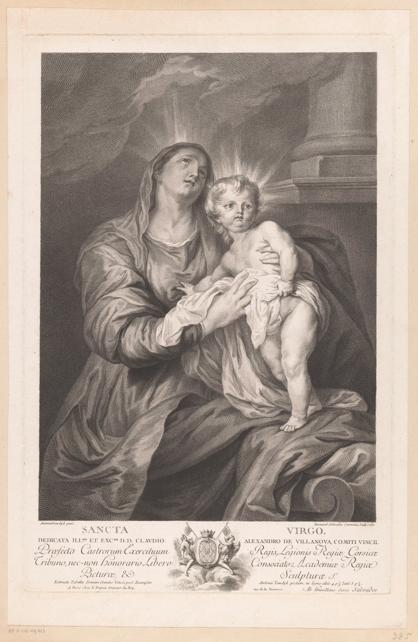 Maria med Kristusbarnet Sancta Jomfru (titel på objekt) af Manuel Salvador Carmona