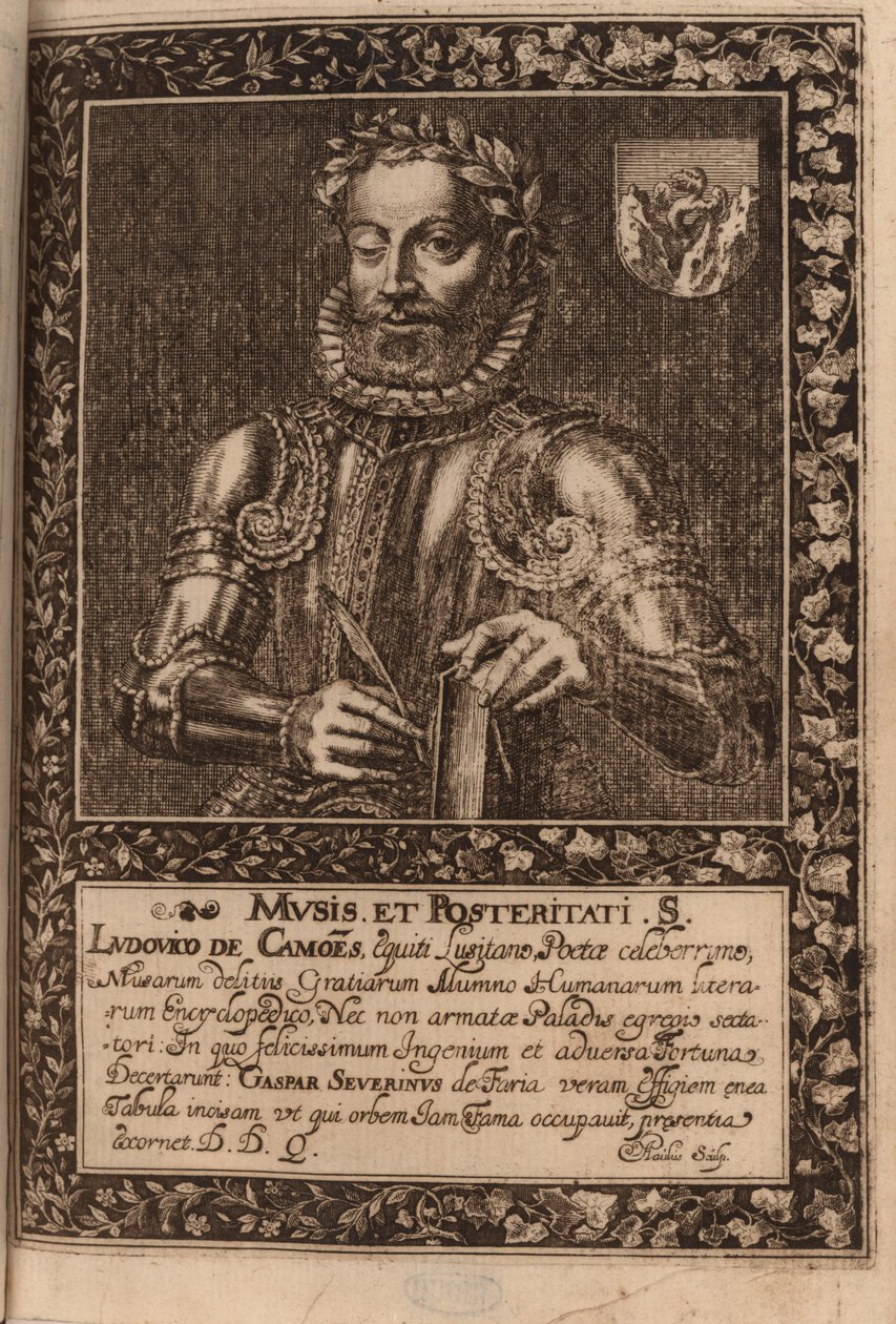 Portræt af digteren Luís Vaz de Camões ca. 1524-1580, 1624. af Manuel Severim de Faria
