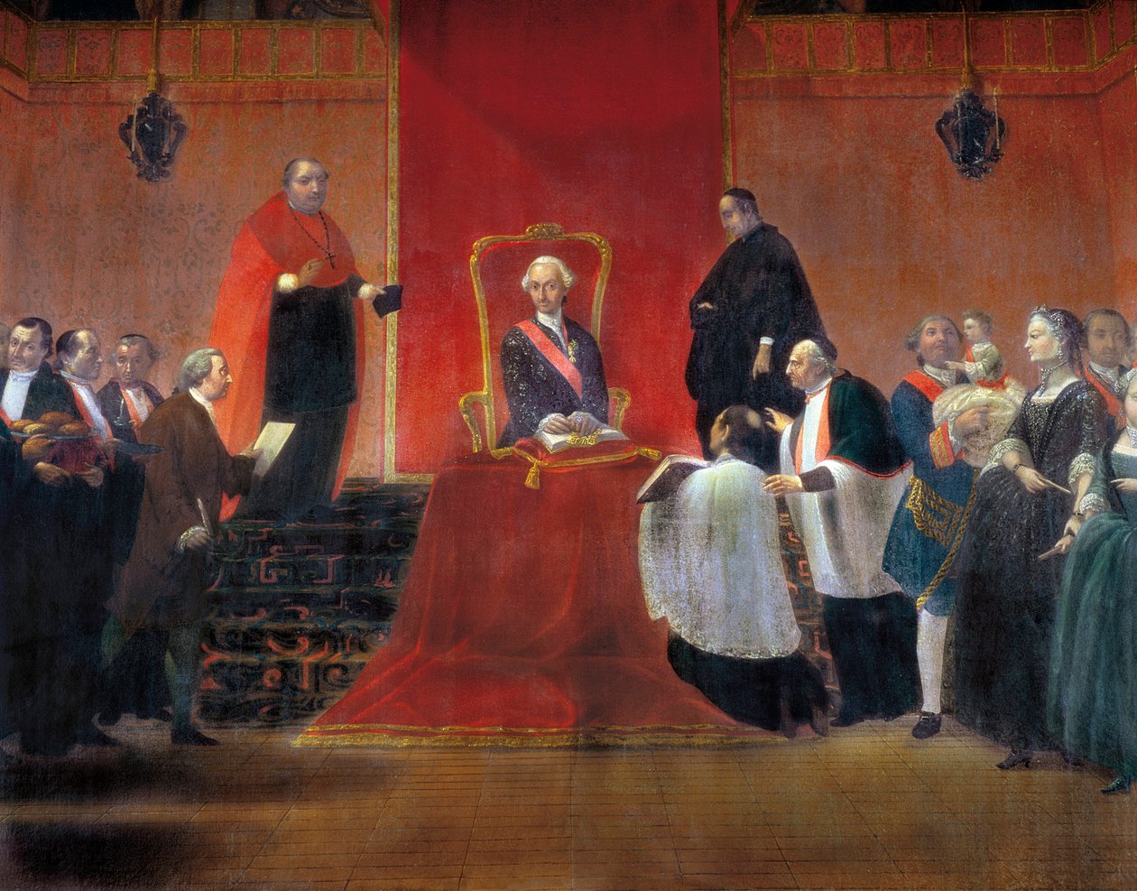 Charles III overtager kanondømmet i Barcelona i 1759, detaljer af Manuel Tramulles