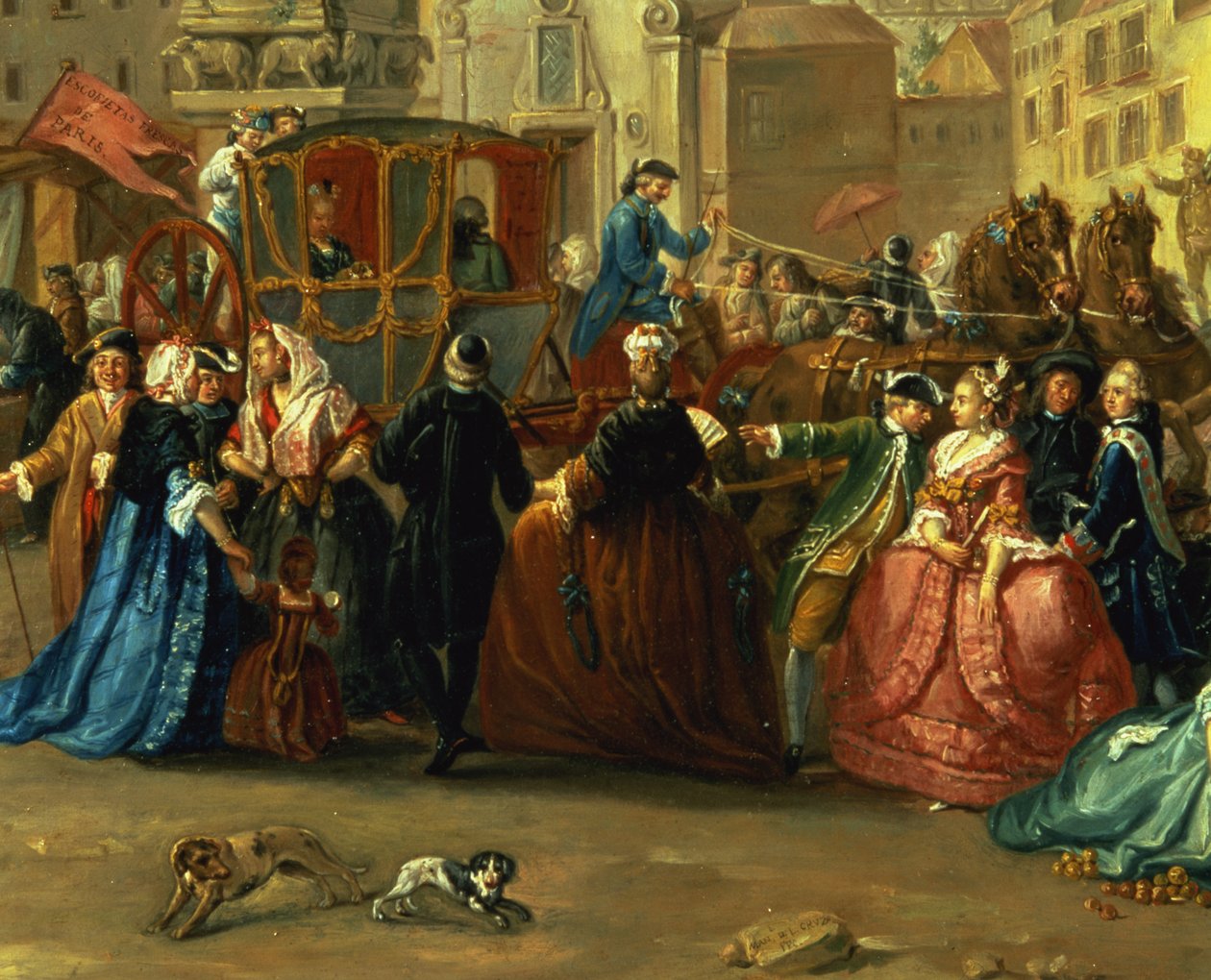 Madrid-messen på Plaza de la Cebada (olie på lærred) (detalje af 106419) af Manuel de la Cruz y Cano