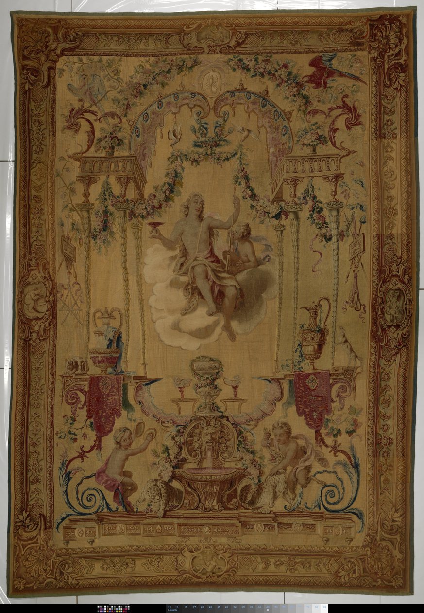 Tapet med Bacchus som personificeringen af ​​efteråret Portières des dieux (serietitel) af Manufacture Royale des Gobelins