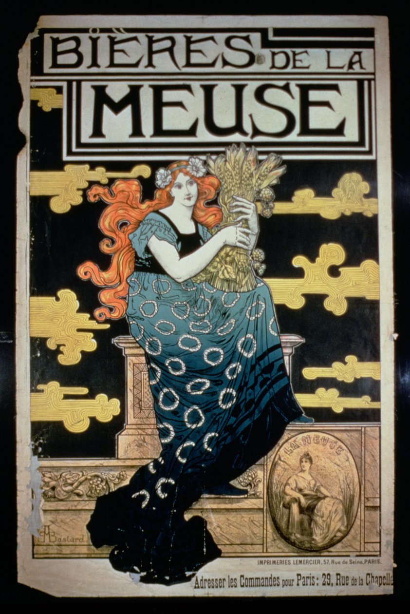 Plakat reklame La Meuse Beers af Marc Auguste Bastard