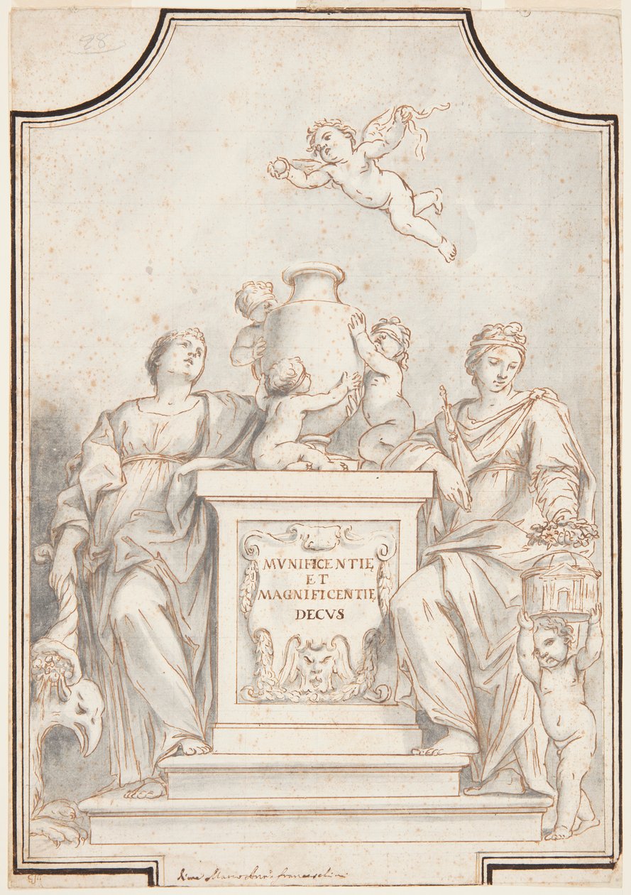 Design til et monokromt maleri, Corpus Domini-kirken, Bologna, Italien af Marc Antonio Franceschini