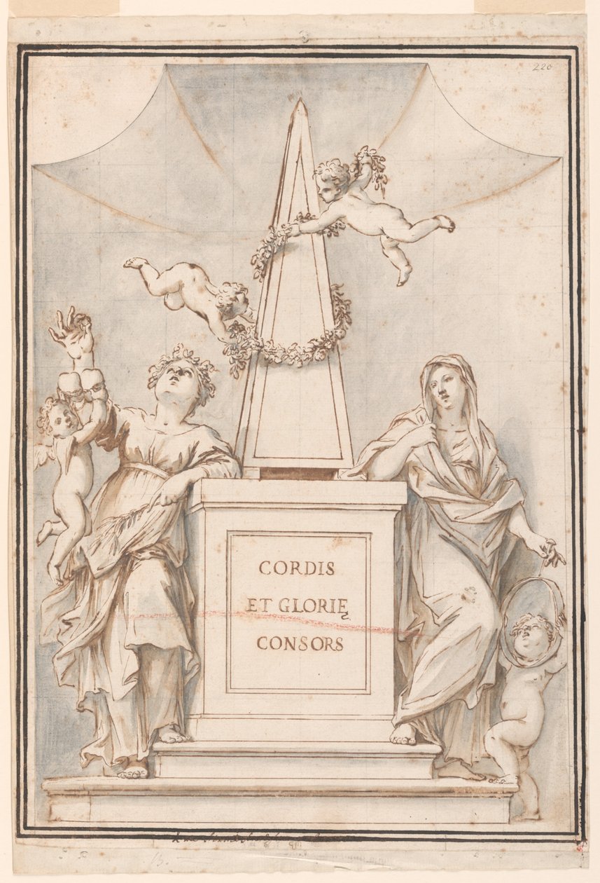 Design til et monokromt maleri, Corpus Domini-kirken, Bologna, Italien af Marc Antonio Franceschini