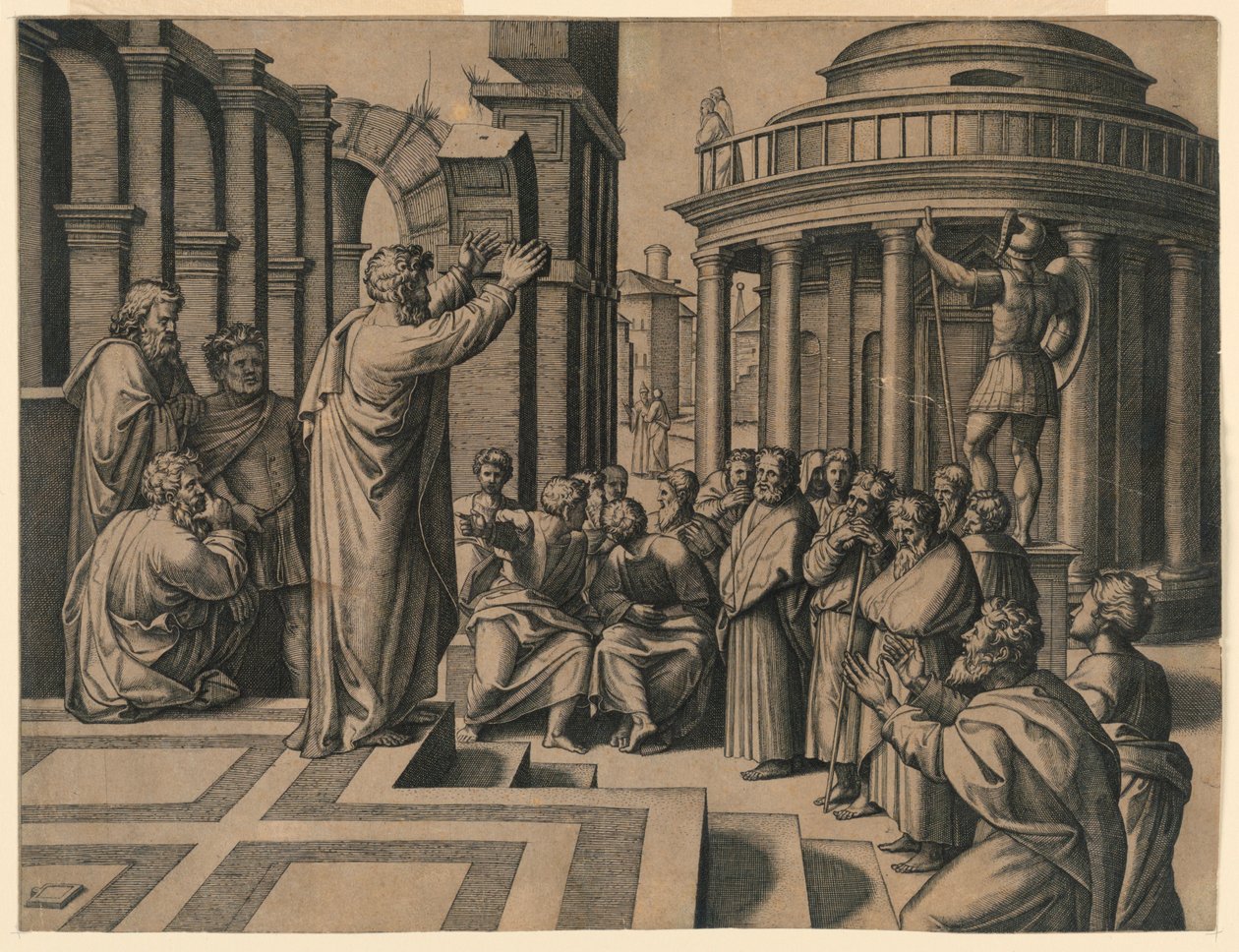 Sankt Paulus prædiker i Athen af Marc Antonio Raimondi