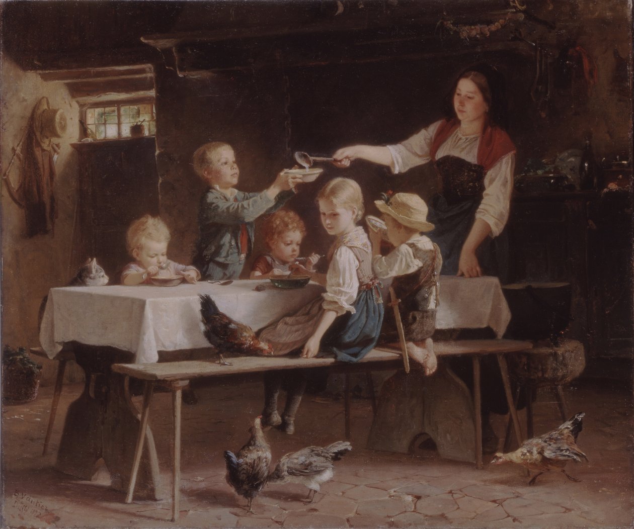 Børn til frokost, 1857 af Marc Louis Benjamin Vautier the Elder