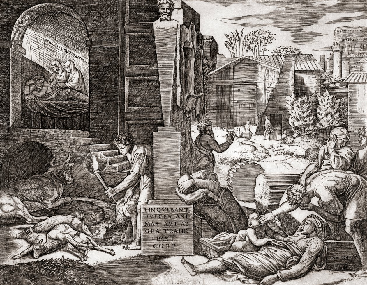 Pesten (gravering) af Marcantonio (after) Raimondi