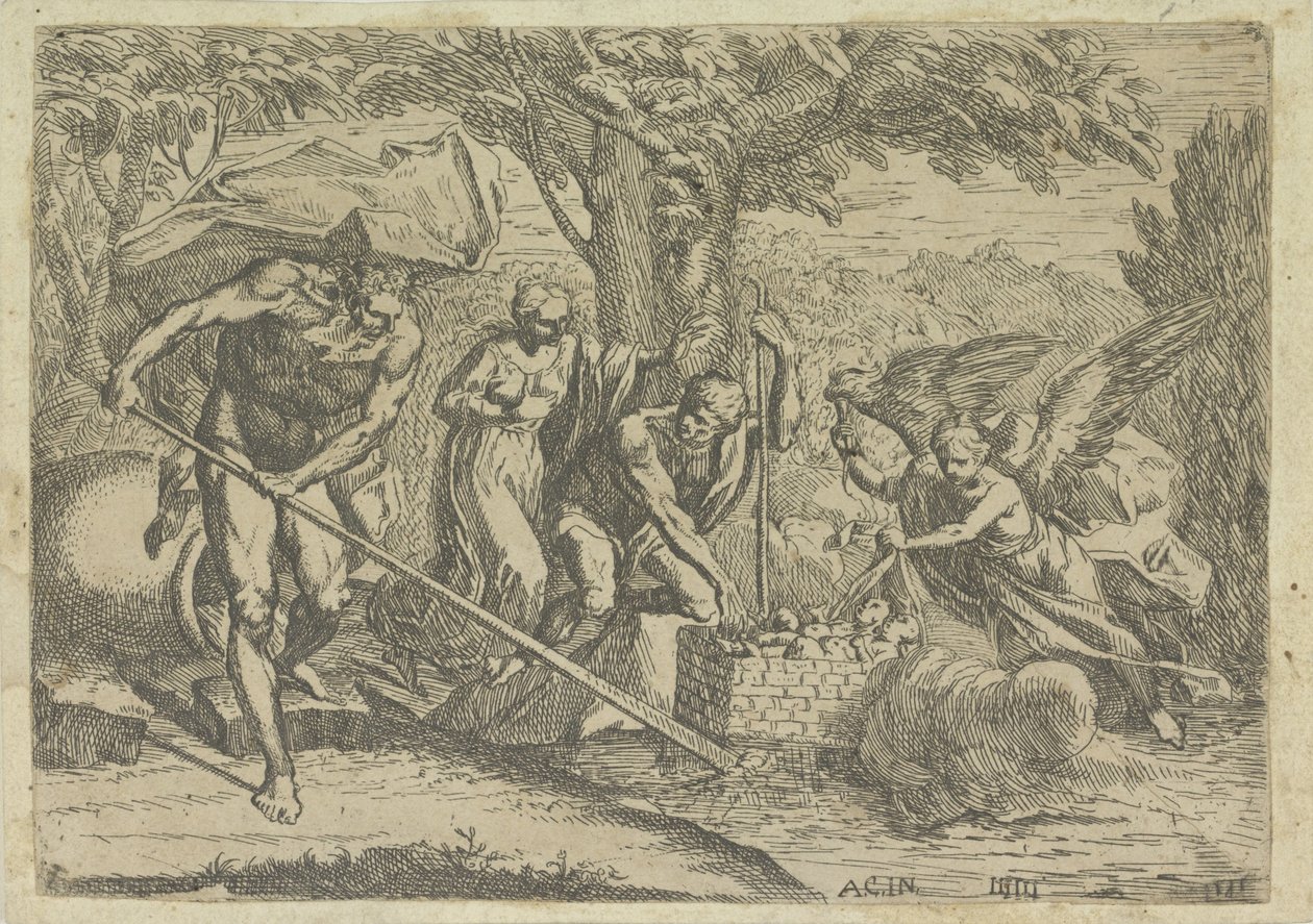 Romulus en Remus fundet af Faustulus en Louva af Marcantonio Bellavia