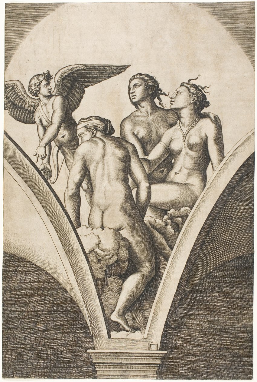 Amor og de tre nåder af Marcantonio Raimondi