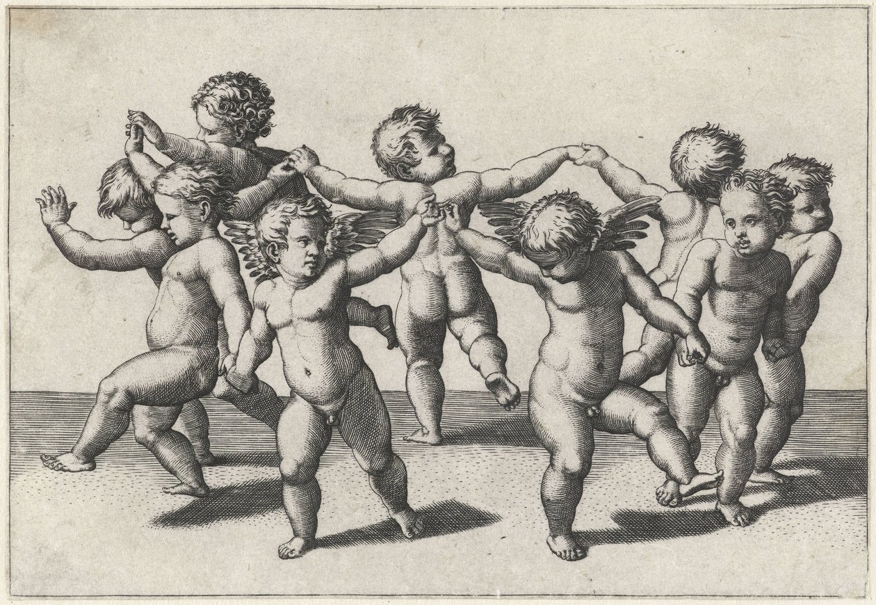 Dansende putti af Marcantonio Raimondi